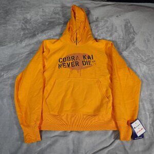 Cobra Kai Never Dies Champion Reverse Weave Hoodie Mens M Gold NEW